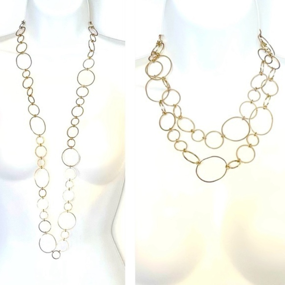 Gold Geometric Interlocking Circles Necklace! - image 1